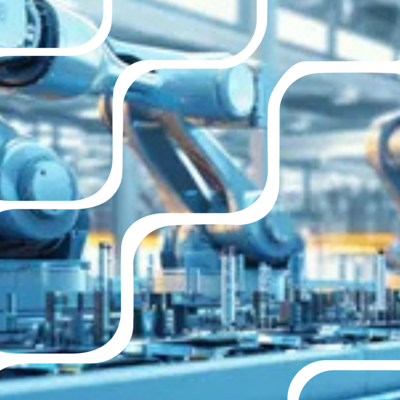 Автоматизированная производственная линия с промышленными роботами, символизирующая цифровую трансформацию и модернизацию ERP-систем, таких как SAP S/4HANA.