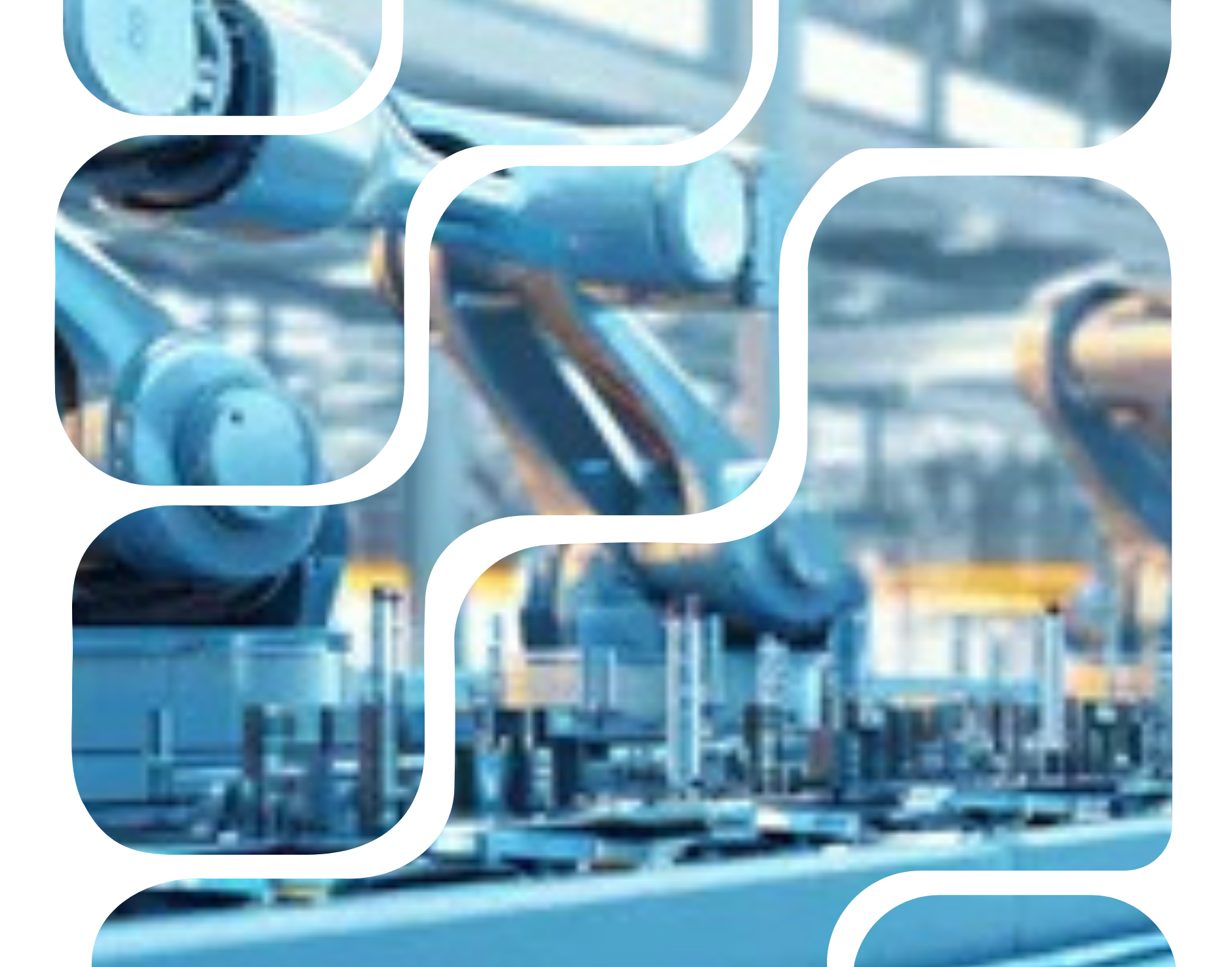 Автоматизированная производственная линия с промышленными роботами, символизирующая цифровую трансформацию и модернизацию ERP-систем, таких как SAP S/4HANA.